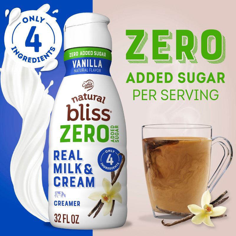 slide 3 of 8, Natural Bliss Zero Added Sugar Vanilla Creamer - 32 fl oz, 32 fl oz