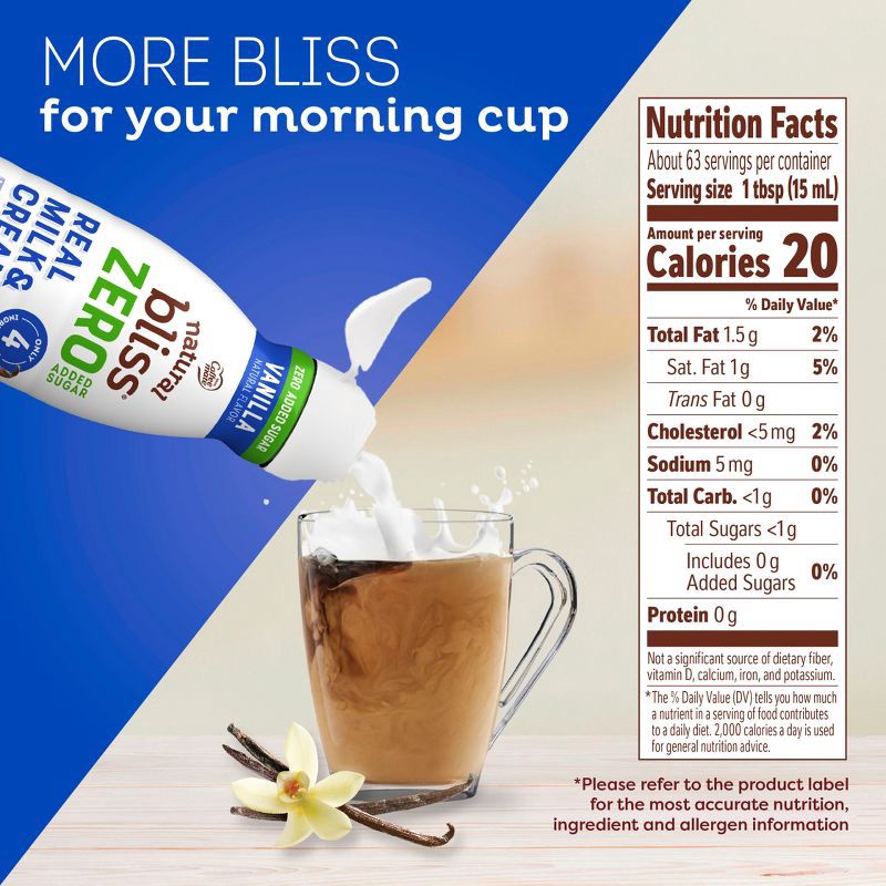 slide 6 of 8, Natural Bliss Zero Added Sugar Vanilla Creamer - 32 fl oz, 32 fl oz