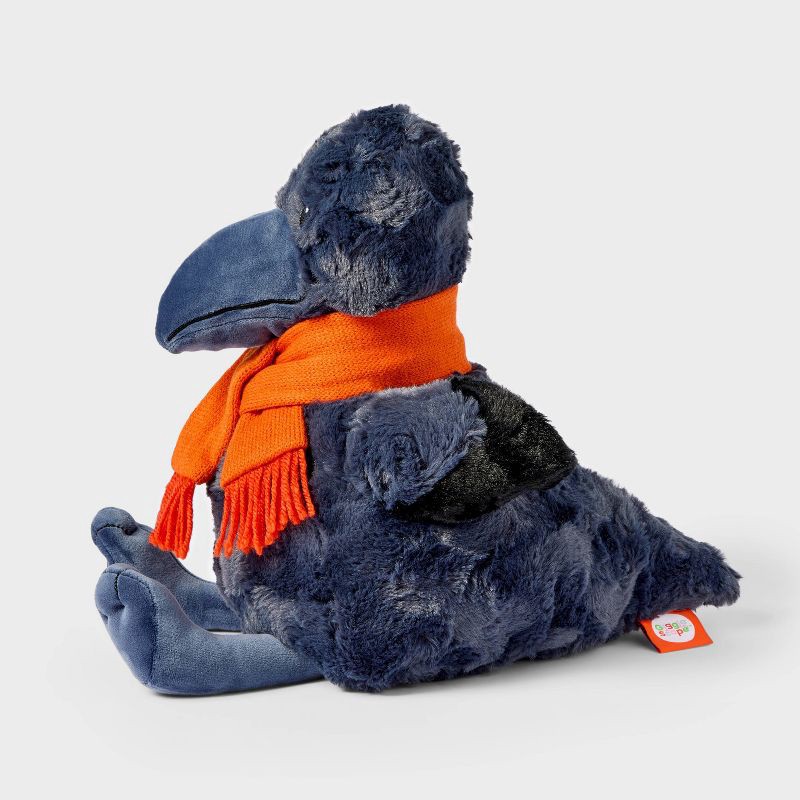 slide 2 of 3, 11" Crow with Scarf Stuffed Animal - Gigglescape™: Polyester Character Plush Toy, 11.5" Height, 0.6 lbs, 0.6 lb