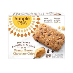 Simple Mills Almond Flour Peanut Butter Chocolate Chip Soft Baked Snack Bars - 5.99oz/5ct