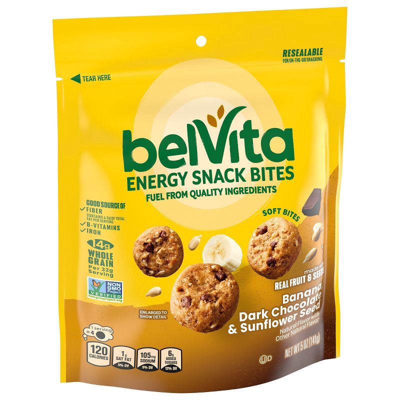 slide 2 of 11, BelVita Banana Dark Chocolate and Sunflower Seed Soy Protein Energy Snack Bites - 5oz, 5 oz