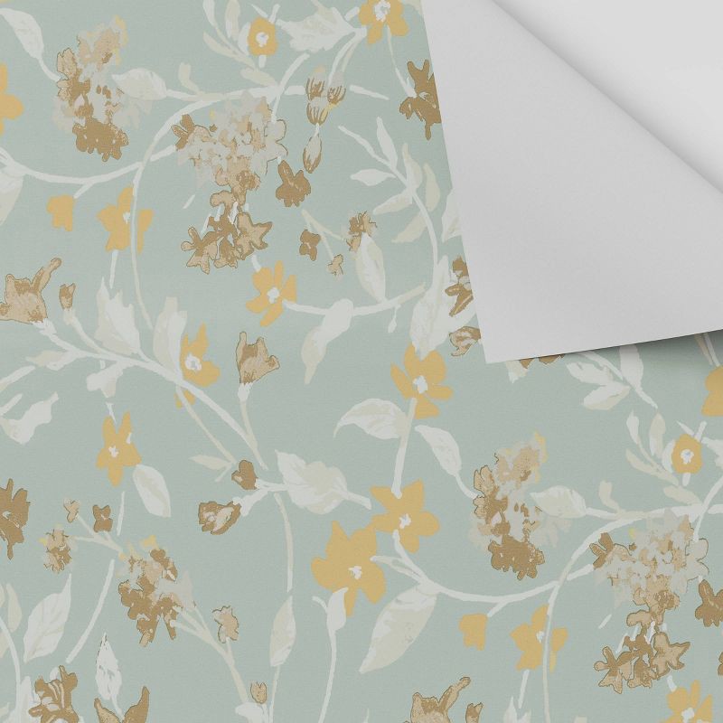 slide 3 of 4, Floral Light Sage Green Peel and Stick Wallpaper - Threshold™, 1 ct