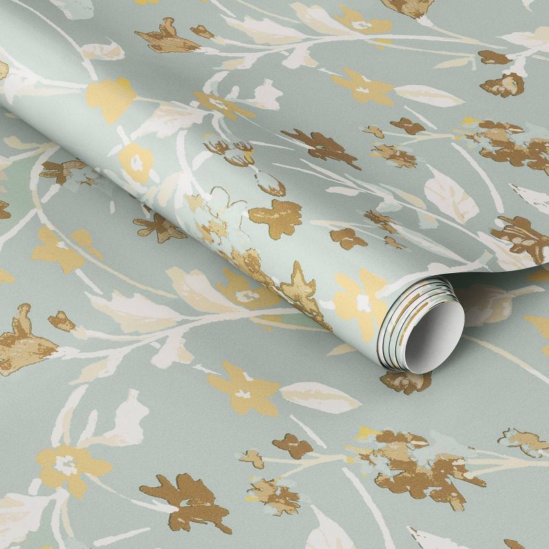 slide 1 of 4, Floral Light Sage Green Peel and Stick Wallpaper - Threshold™, 1 ct