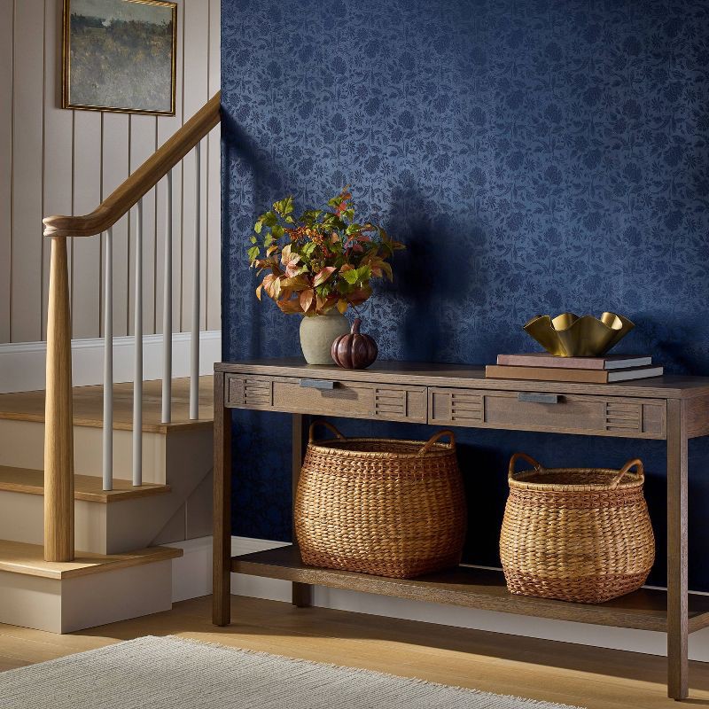 slide 2 of 3, Threshold designed w/Studio McGee Floral Striped Navy Peel and Stick Wallpaper - Threshold™, 1 ct