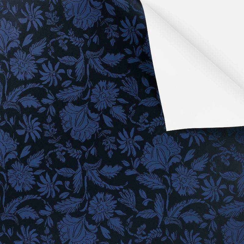 slide 3 of 3, Threshold designed w/Studio McGee Floral Striped Navy Peel and Stick Wallpaper - Threshold™, 1 ct