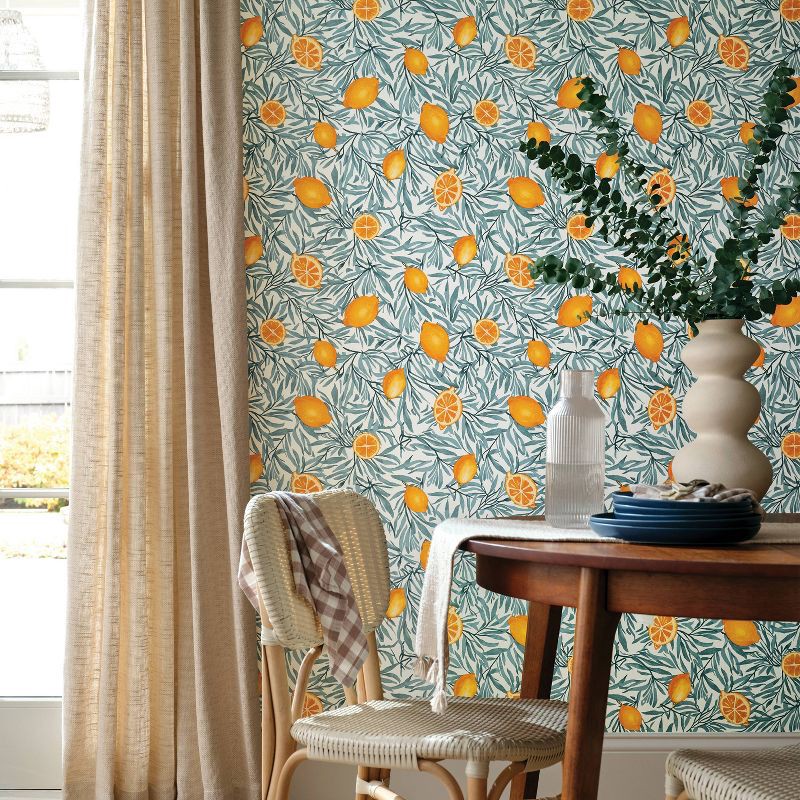 slide 2 of 4, Lemon Botanical Peel and Stick Wallpaper - Threshold™, 1 ct