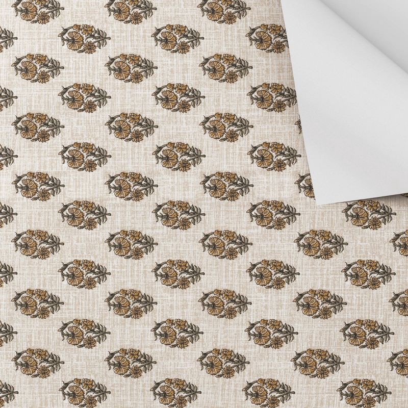 slide 3 of 4, Floral Stamp Wheat Peel and Stick Wallpaper - Threshold™, 1 ct