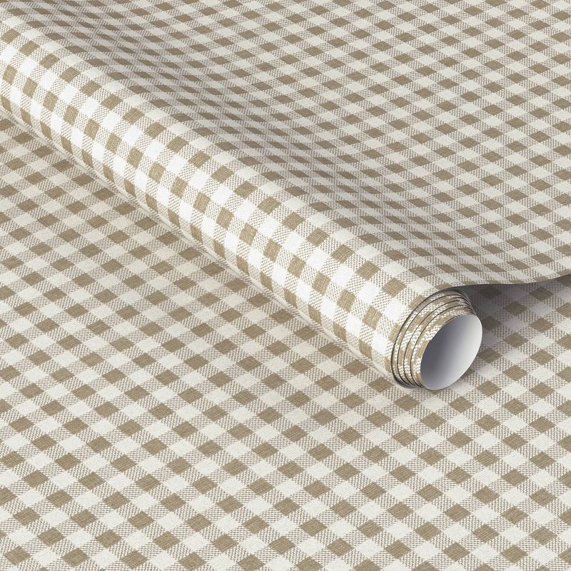 slide 1 of 4, Gingham Taupe Peel and Stick Wallpaper - Threshold™, 1 ct