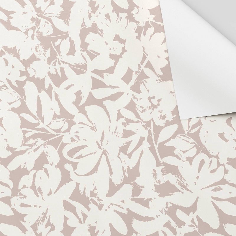 slide 3 of 4, Brushstroke Floral Light Pink Peel and Stick Wallpaper - Threshold™, 1 ct