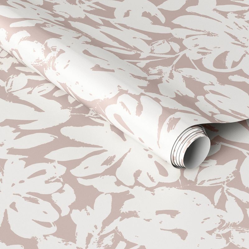 slide 1 of 4, Brushstroke Floral Light Pink Peel and Stick Wallpaper - Threshold™, 1 ct