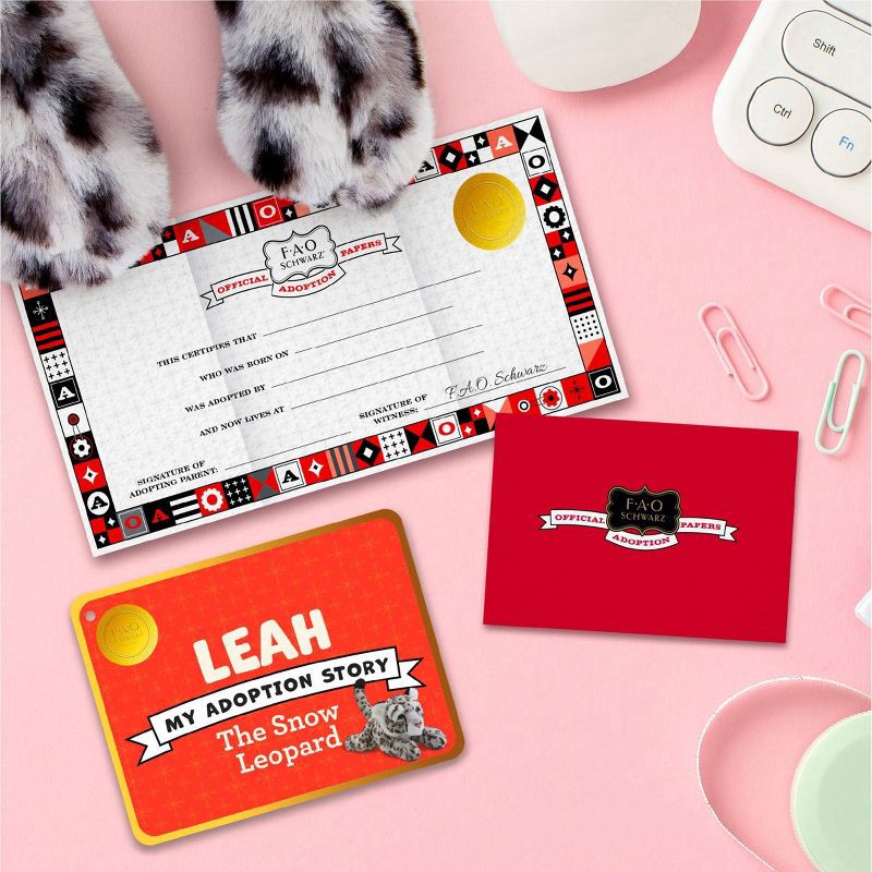 slide 3 of 7, FAO Schwarz 15” Adopt-A-Pets Snow Leopard Plush, 1 ct