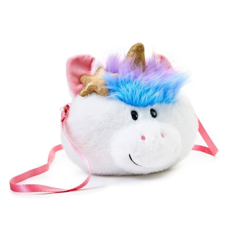 slide 1 of 6, FAO Schwarz Cliqs Plush Unicorn Purse, 1 ct