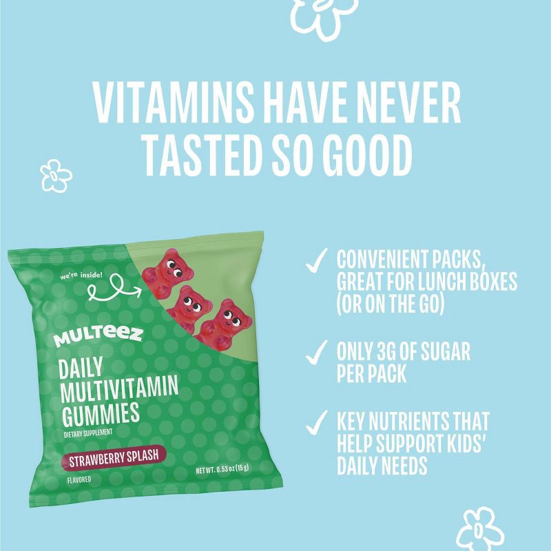 slide 6 of 9, The Eez Co. Multeez Daily Multivitamin Gummy Packs for Kids - Strawberry Splash - 3.2oz/8pk, 3.2 oz, 8 ct