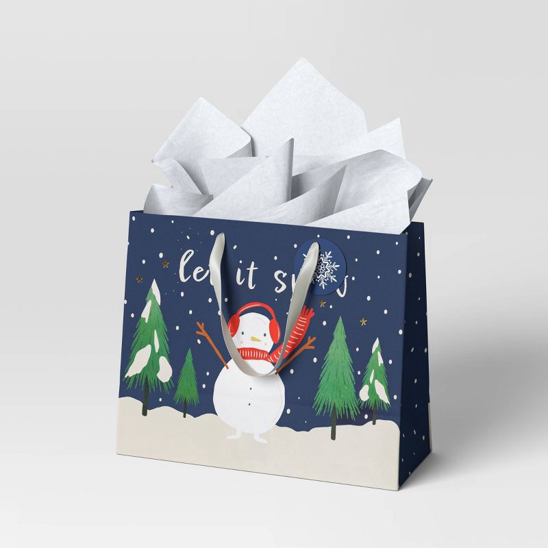 slide 2 of 3, 6ct Tissue and Snowman Large Vogue Christmas Gift Bag Bundle - Wondershop™, 6 ct