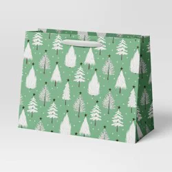 6ct Tissue and Snowy Trees on Green Large Vogue Christmas Gift Bag Bundle - Wondershop™