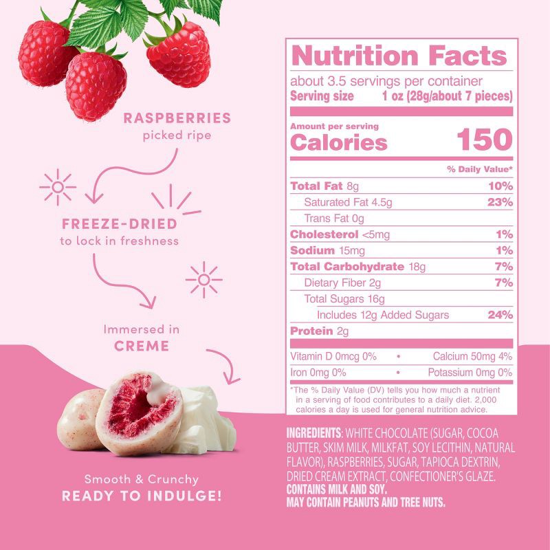 slide 3 of 8, Tru Fru Freeze Dried Raspberries & Crème - 3.4 oz, 3.4 oz