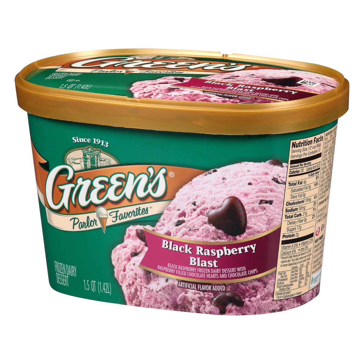 slide 5 of 10, Green's Parlor Favorites Black Raspberry Blast Frozen Dairy Dessert . Carton - 1.5 qt, 1.5 qt