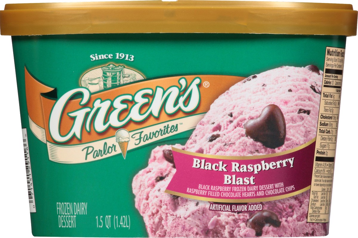 slide 4 of 10, Green's Parlor Favorites Black Raspberry Blast Frozen Dairy Dessert . Carton - 1.5 qt, 1.5 qt