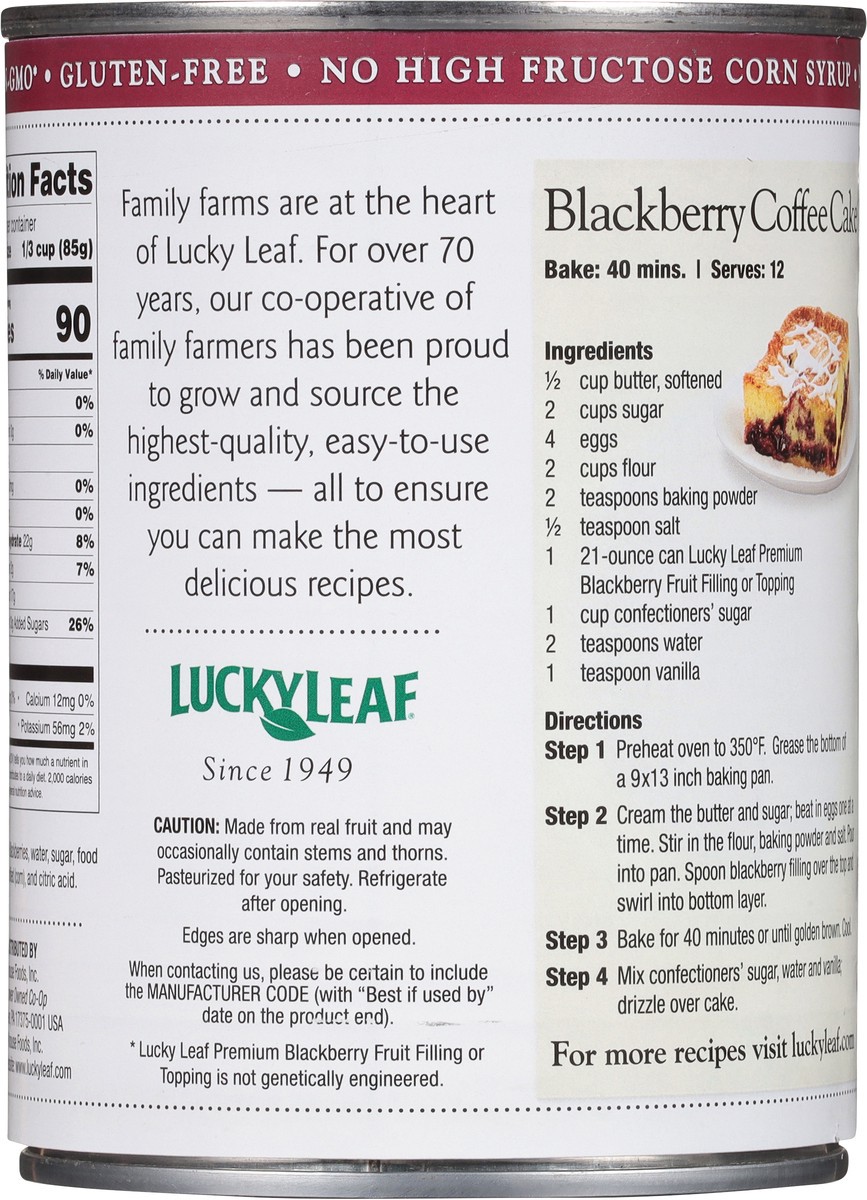 slide 4 of 9, Lucky Leaf Premium Blackberry Fruit Filling 21 oz, 21 oz