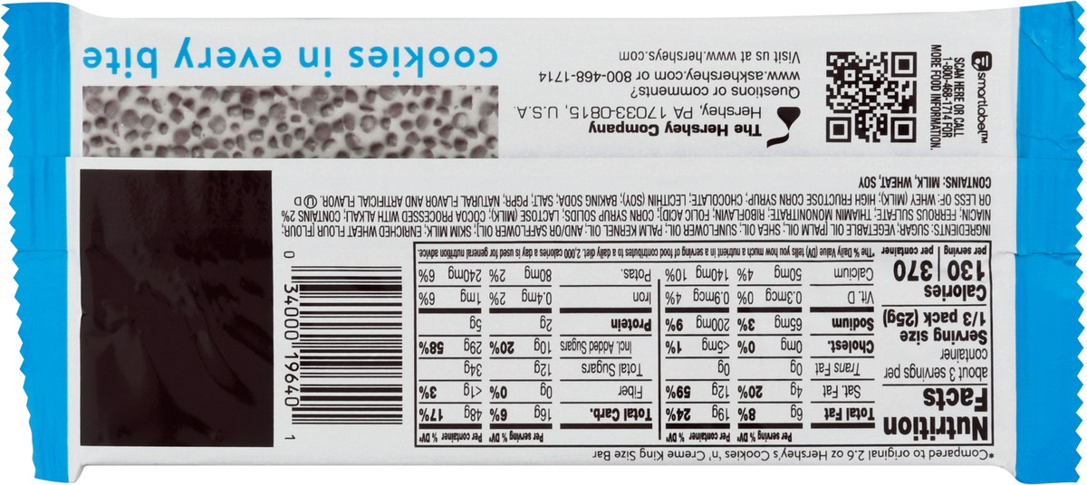 slide 11 of 11, Hershey's Cookies 'n' Creme King Size, Candy Bar, 2.6 oz, 2.6 oz