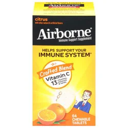 Airborne Citrus Immune Support Supplement 64 Chewable Tablets