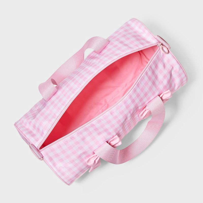slide 3 of 4, Girls' Gingham Printed and Bows Duffel Bag - Cat & Jack™ Pink, 1 ct
