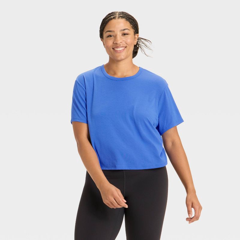slide 4 of 5, Women's Beyond Ease Crewneck Short Sleeve T-Shirt - All In Motion™ Royal Blue XXL, 1 ct