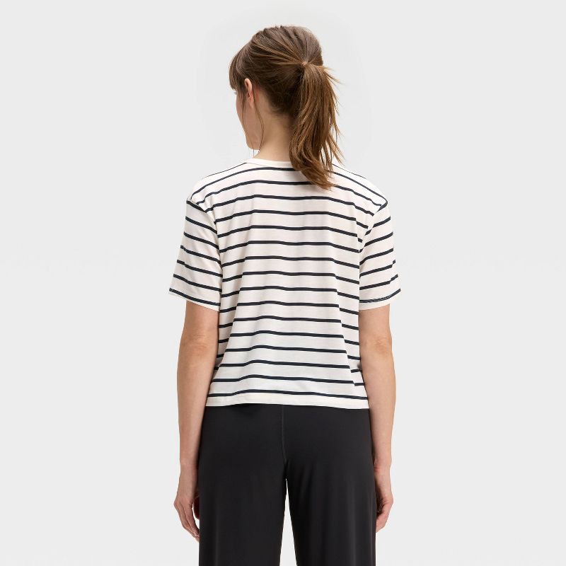 slide 2 of 5, Women's Beyond Ease Crewneck Short Sleeve T-Shirt - All In Motion™ White/Navy Blue XXL, 1 ct