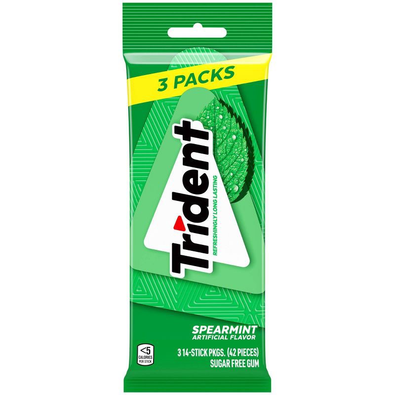 slide 2 of 10, Trident Spearmint Chewing Gums - 2.816oz/3pk, 2.816 oz, 3 ct