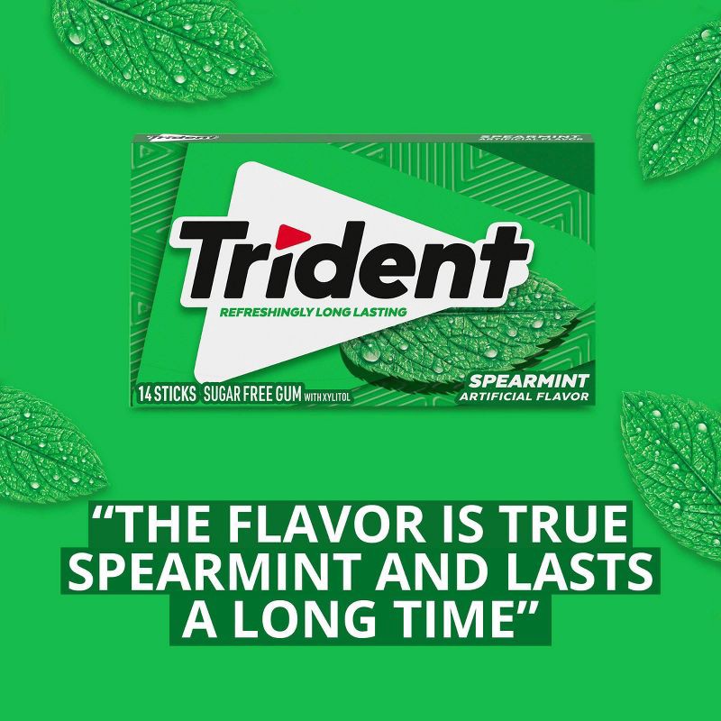 slide 4 of 10, Trident Spearmint Chewing Gums - 2.816oz/3pk, 2.816 oz, 3 ct