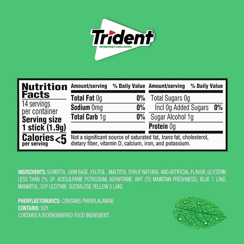 slide 9 of 10, Trident Spearmint Chewing Gums - 2.816oz/3pk, 2.816 oz, 3 ct