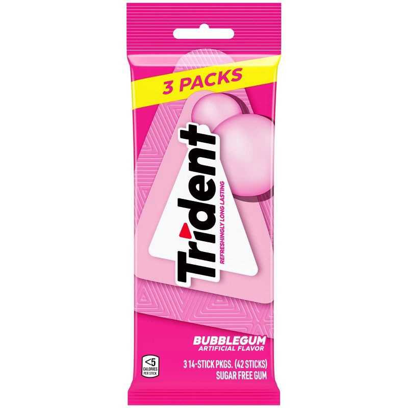 slide 2 of 11, Trident Bubblegum Chewing Gums - 2.816oz/3pk, 2.816 oz, 3 ct