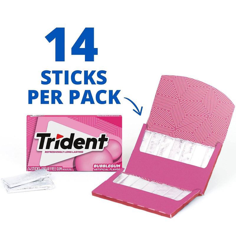 slide 4 of 11, Trident Bubblegum Chewing Gums - 2.816oz/3pk, 2.816 oz, 3 ct