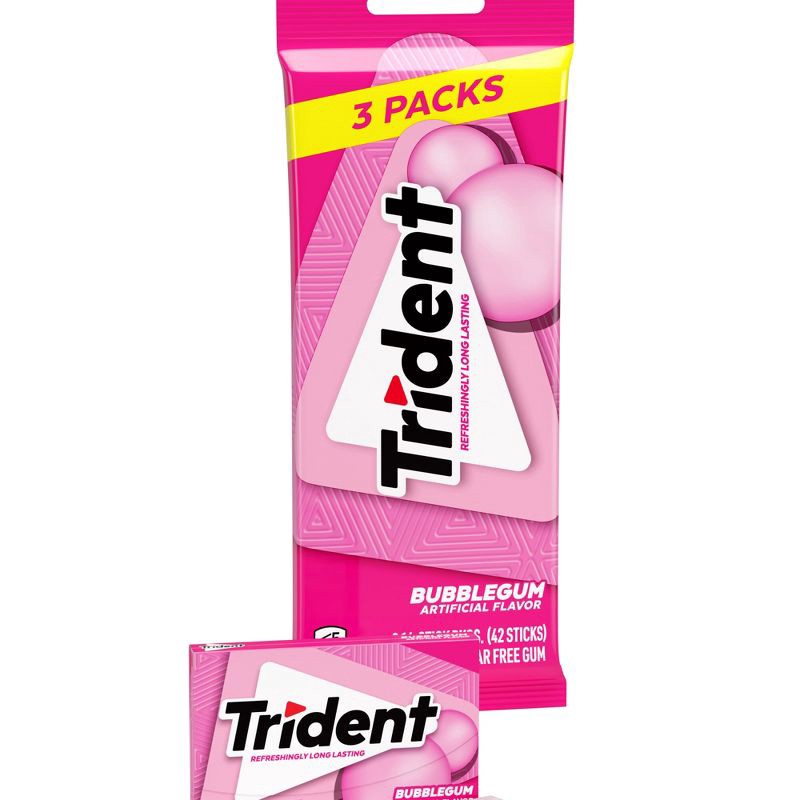 slide 1 of 12, Trident Bubblegum Chewing Gums - 2.816oz/3pk, 2.816 oz, 3 ct