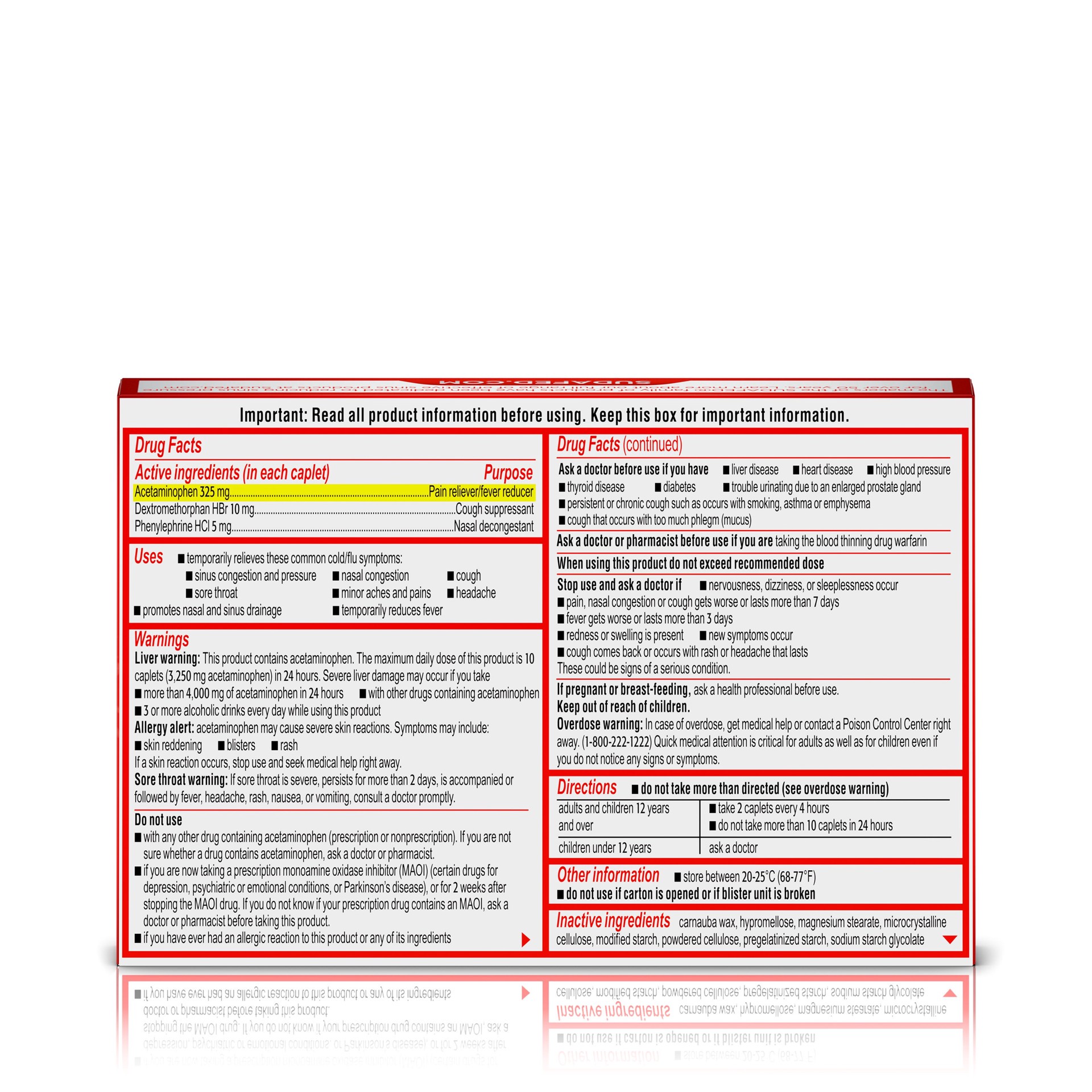 slide 4 of 7, Sudafed PE Pressure + Pain + Cough Caplets, Sinus Pressure, Sore Throat, Nasal Congestion Relief, 24 Count, 24 ct