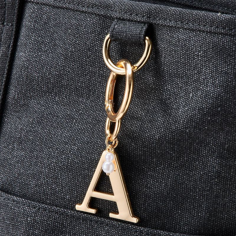 slide 2 of 2, Initial "A" and Simulated Pearl Bag Charm - A New Day™ Gold, 1 ct
