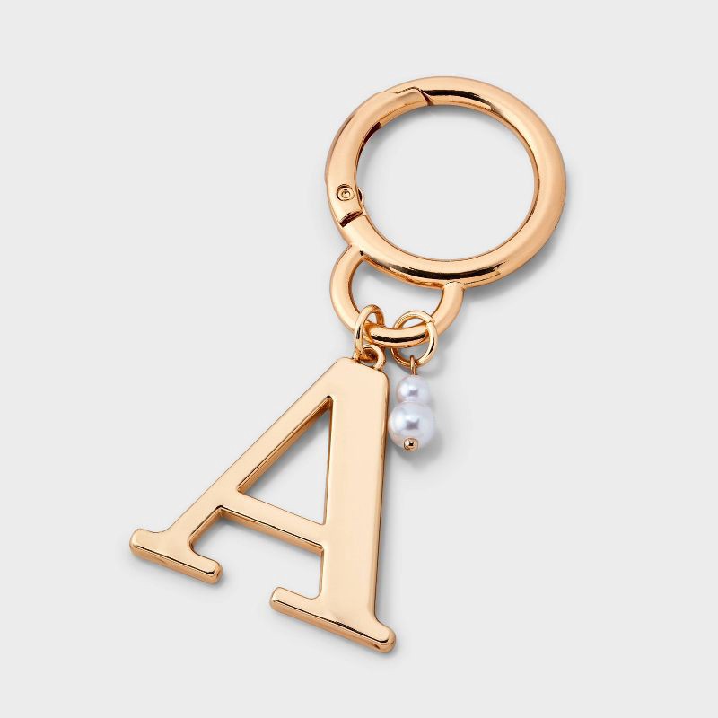 slide 1 of 2, Initial "A" and Simulated Pearl Bag Charm - A New Day™ Gold, 1 ct