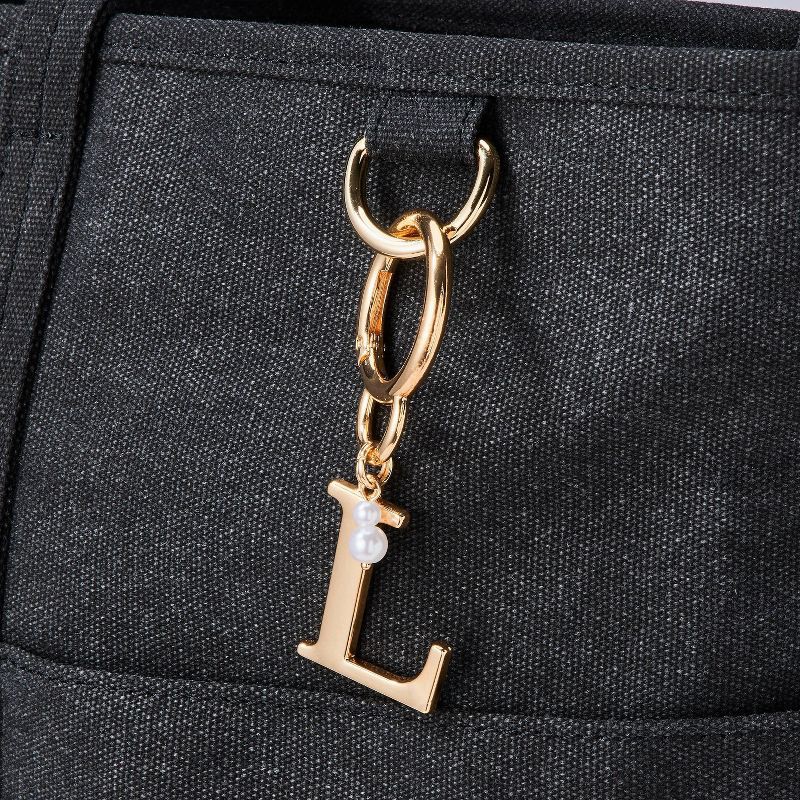 slide 2 of 2, Initial "L" and Simulated Pearl Bag Charm - A New Day™ Gold, 1 ct