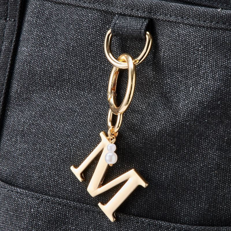 slide 2 of 2, Initial "M" and Simulated Pearl Bag Charm - A New Day™ Gold, 1 ct