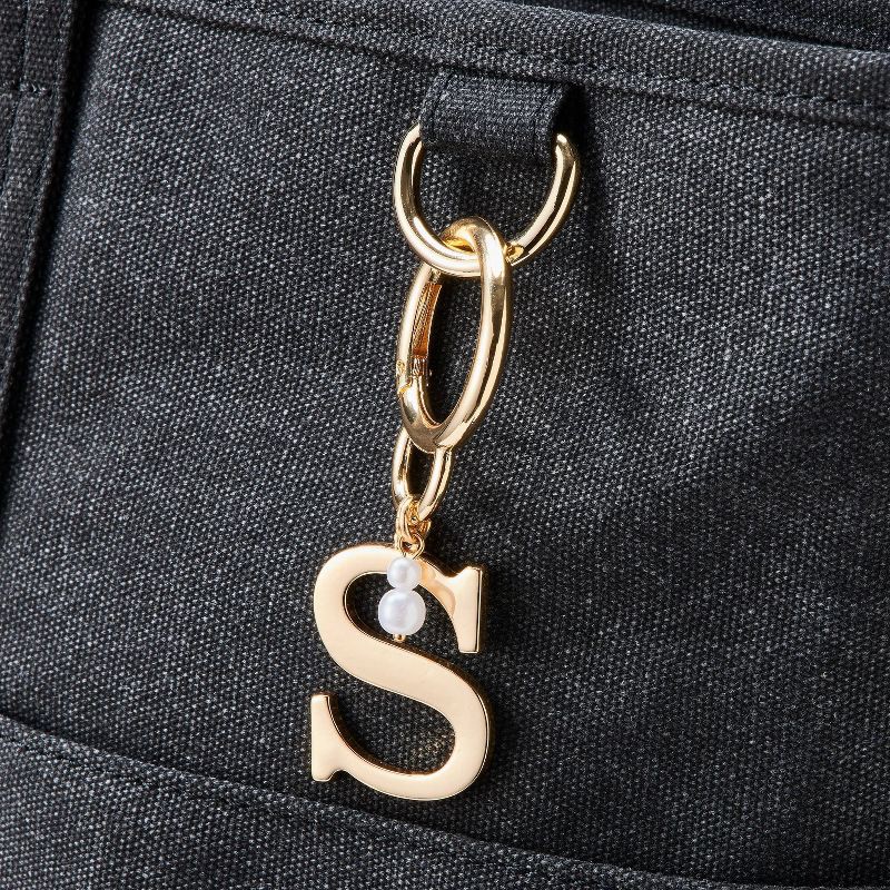 slide 2 of 2, Initial "S" and Simulated Pearl Bag Charm - A New Day™ Gold, 1 ct
