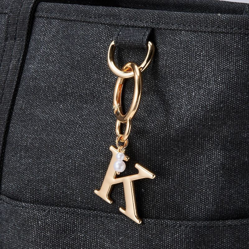 slide 2 of 2, Initial "K" and Simulated Pearl Bag Charm - A New Day™ Gold, 1 ct