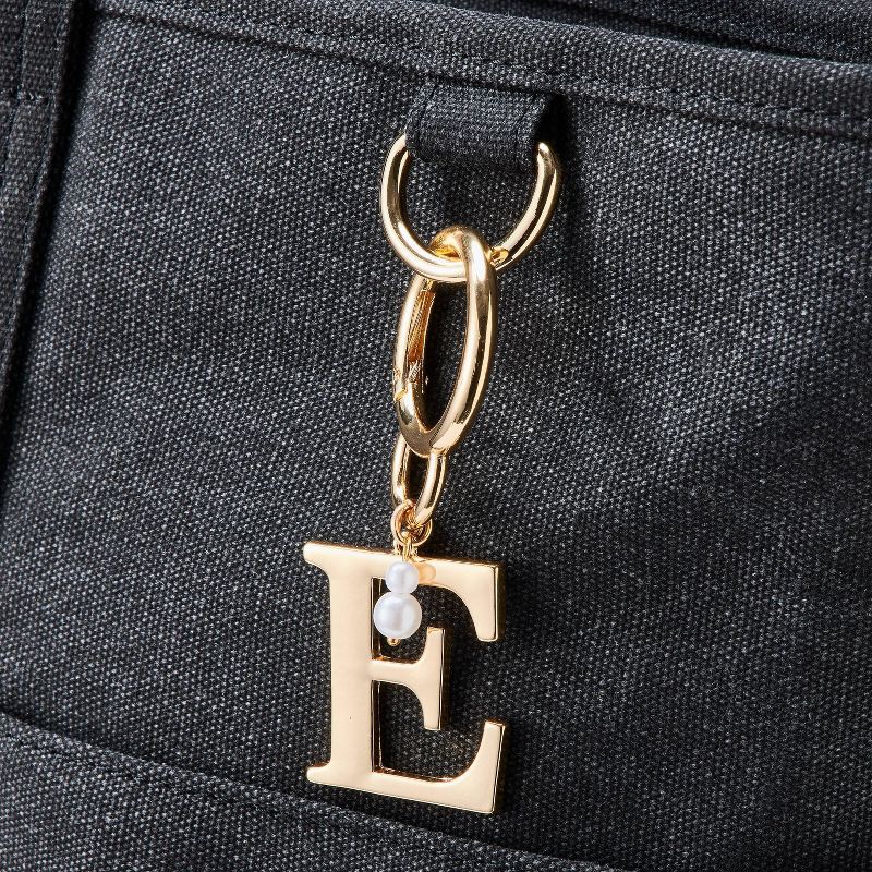 slide 2 of 2, Initial "E" and Simulated Pearl Bag Charm - A New Day™ Gold, 1 ct