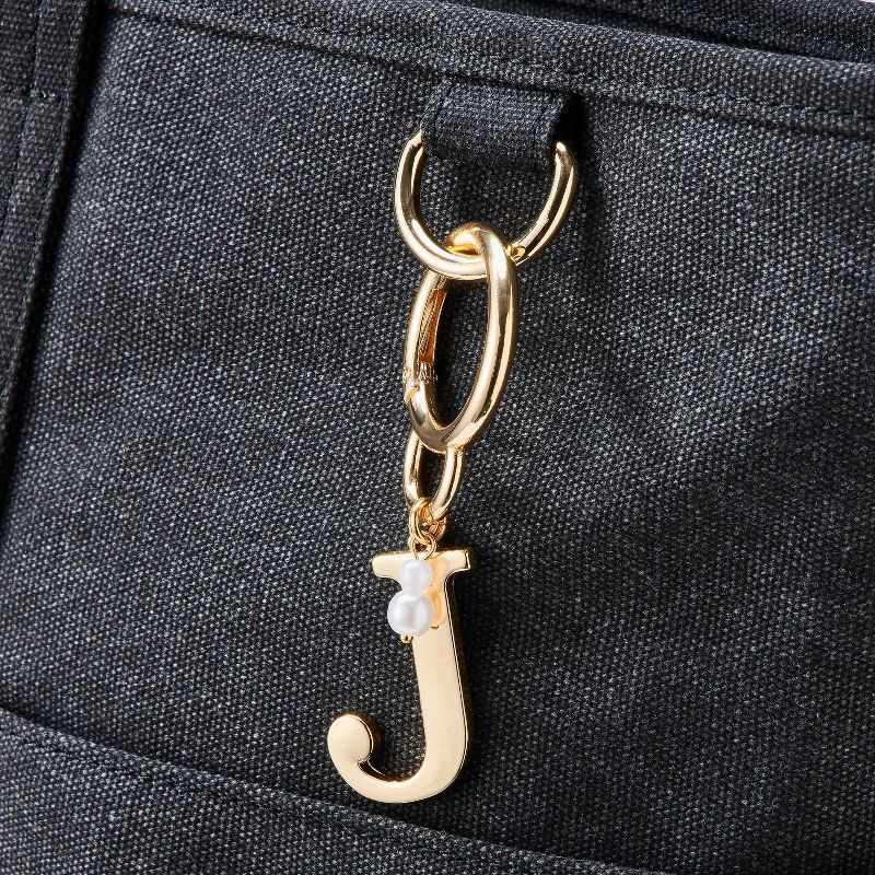 slide 2 of 2, Initial "J" and Simulated Pearl Handbag Charm - A New Day™ Gold, 1 ct