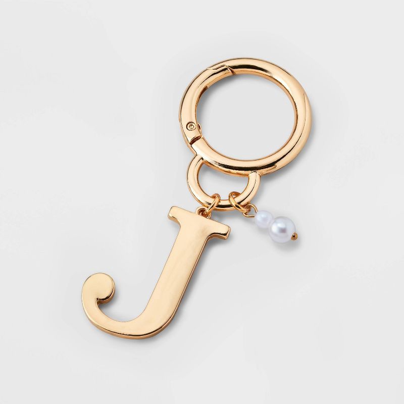 slide 1 of 2, Initial "J" and Simulated Pearl Handbag Charm - A New Day™ Gold, 1 ct