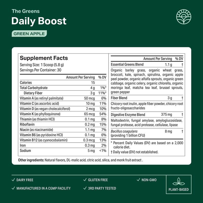 slide 4 of 6, Proper The Greens Daily Boost Dietary Supplement Powder - 6.13oz, 6.13 oz