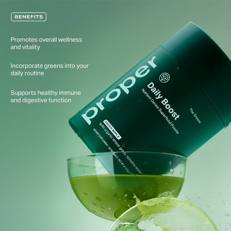 slide 5 of 6, Proper The Greens Daily Boost Dietary Supplement Powder - 6.13oz, 6.13 oz