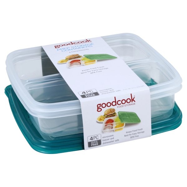 slide 1 of 1, Good Cook Food Storage Containers With 4 Compartment, 2 ct