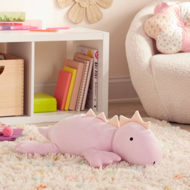 slide 2 of 4, Dinosaur Weighted Plush Kids' Throw Pillow Purple - Pillowfort™, 1 ct