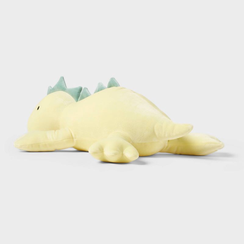 slide 3 of 4, Dinosaur Weighted Plush Kids' Throw Pillow Yellow - Pillowfort™, 1 ct