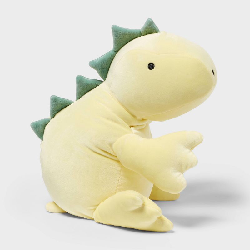 slide 4 of 4, Dinosaur Weighted Plush Kids' Throw Pillow Yellow - Pillowfort™, 1 ct